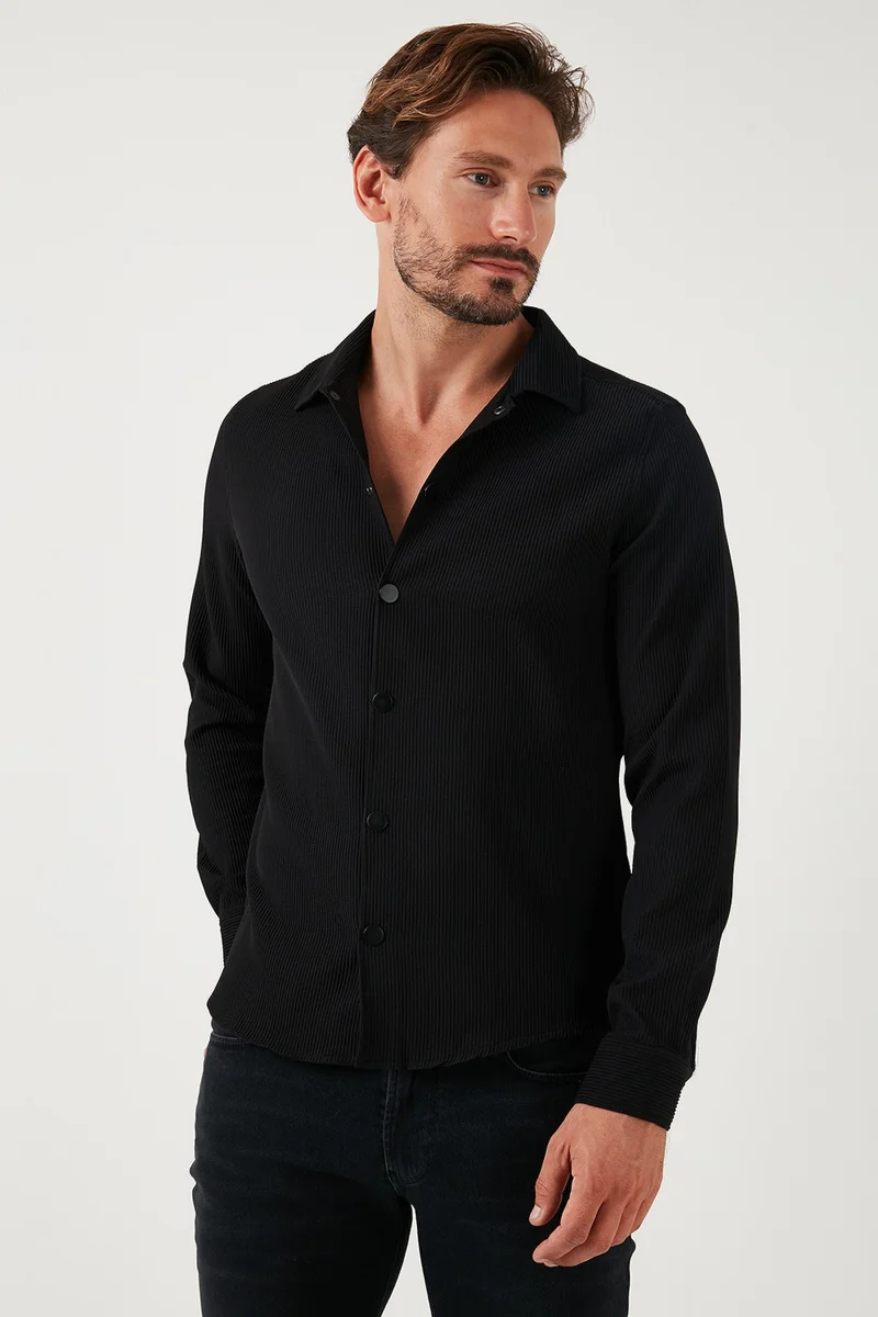 بوراتي Ribbed Snap Button Regular Fit Shirt Men's Shirt CF25W128996