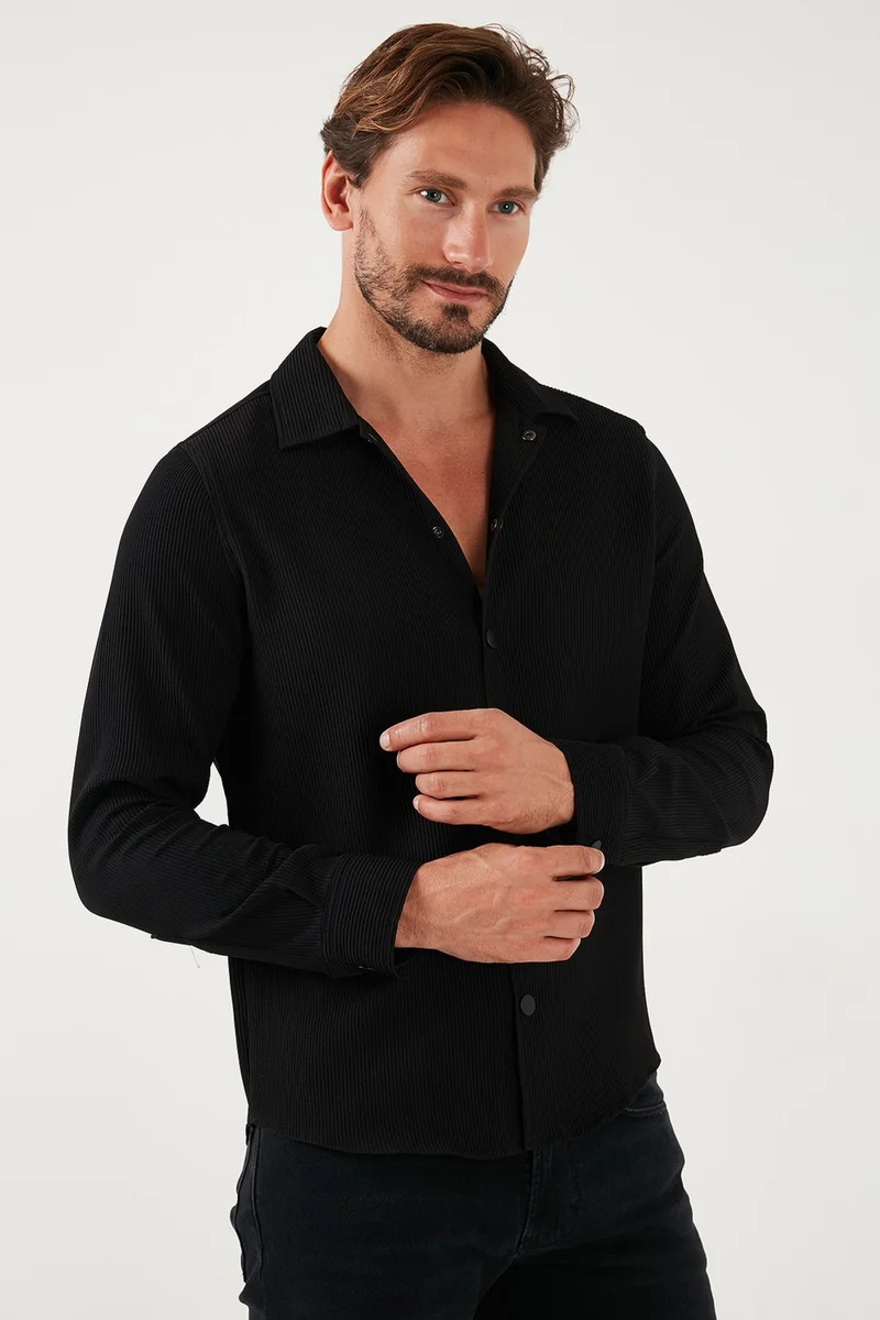بوراتي Ribbed Snap Button Regular Fit Shirt Men's Shirt CF25W128996