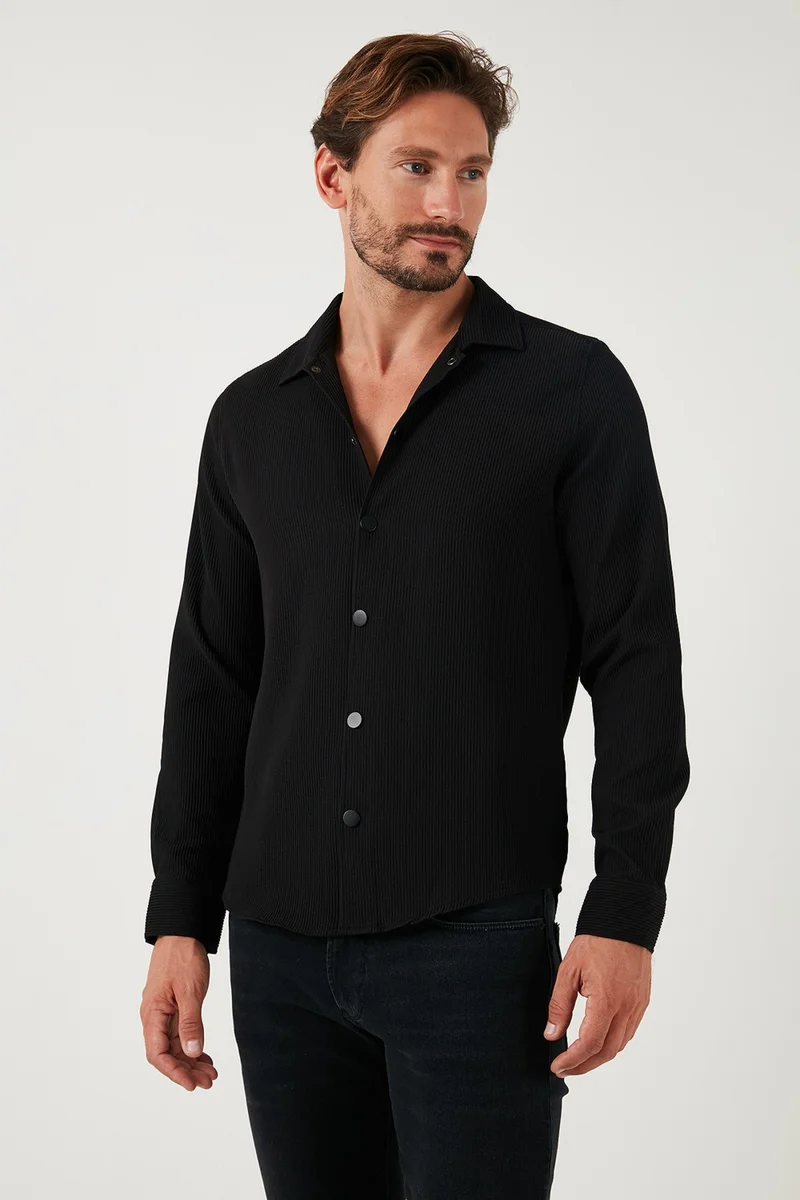 بوراتي Ribbed Snap Button Regular Fit Shirt Men's Shirt CF25W128996