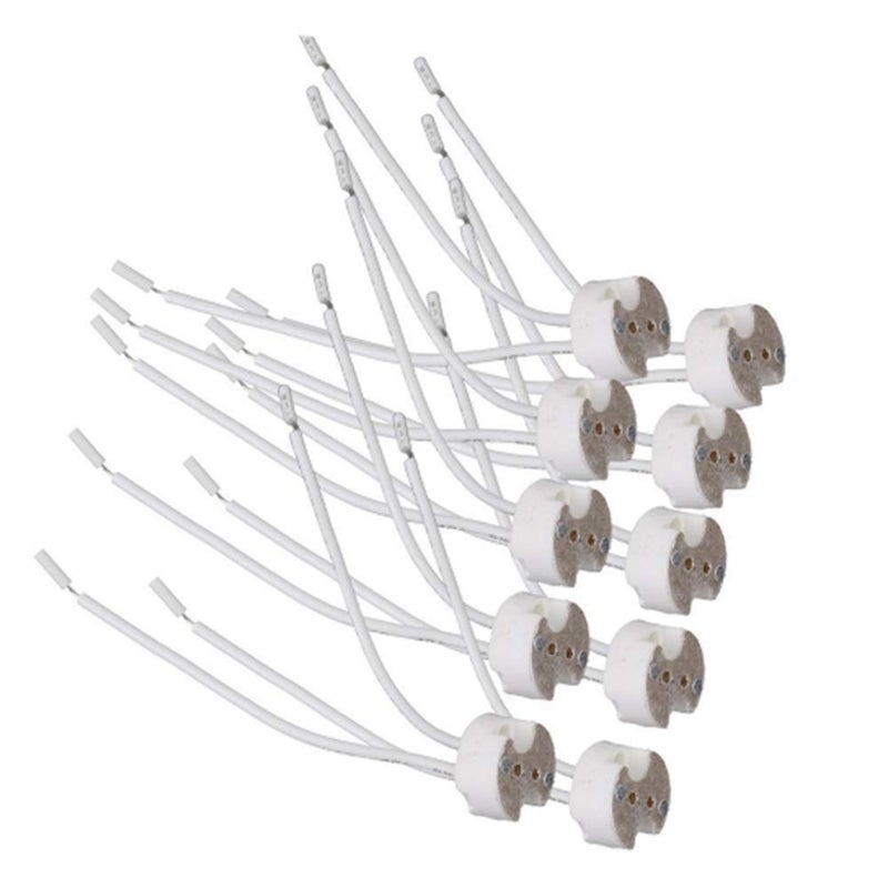 Homenique Hoenique 10Pcs MR16 G4 Base Ceramic Socket Lamp Holder LED Connector CFL Halogen Wired Bulb Adapter - Image 1