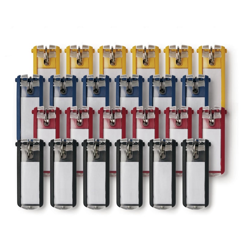 Durable Key Tags for Locking Key Cabinets, Plastic, 1.13" x 2.75" - Assorted Colors - Pack of 24 - Image 1