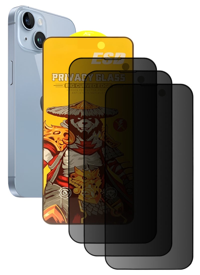 ESD 3 Pieces Tempered Dustproof Privacy Glass Screen Protector Compatible For iPhone 14 - Image 1