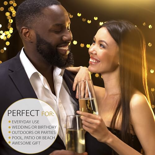 Bravario Plastic Champagne Flutes Heavy Duty Unbreakable Stemless Tritan Glasses BPAfree Reusable 85 oz Set of 8 - Image 3