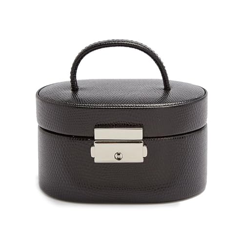 Wolf Designs WOLF Heritage Mini Oval Box, Black - Three Compartments - Includes Travel Case - Image 1