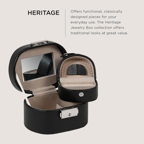 Wolf Designs WOLF Heritage Mini Oval Box, Black - Three Compartments - Includes Travel Case - Image 2