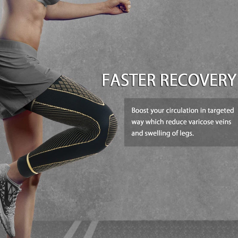 SKDK Full Leg Sleeves Long Compression Leg Sleeve Knee Sleeves Protect Leg, for Man Women Basketball, Arthritis Cycling Sport Football, Reduce Varicose Veins and Swelling of Legs - Image 3