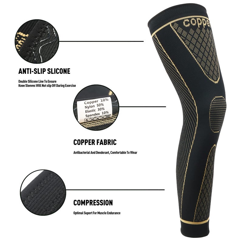 SKDK Full Leg Sleeves Long Compression Leg Sleeve Knee Sleeves Protect Leg, for Man Women Basketball, Arthritis Cycling Sport Football, Reduce Varicose Veins and Swelling of Legs - Image 5
