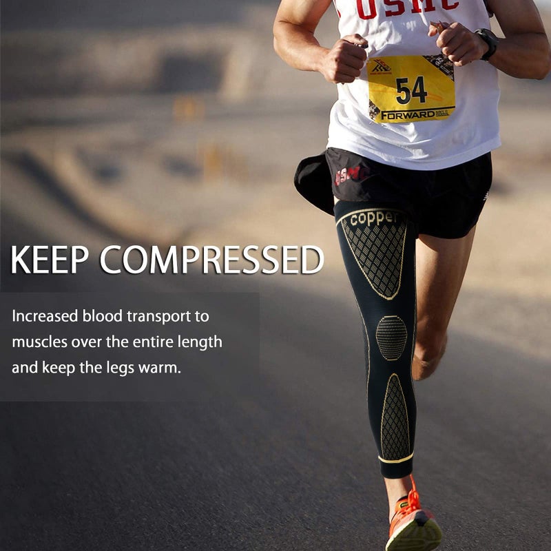 SKDK Full Leg Sleeves Long Compression Leg Sleeve Knee Sleeves Protect Leg, for Man Women Basketball, Arthritis Cycling Sport Football, Reduce Varicose Veins and Swelling of Legs - Image 2