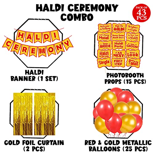 Zyozique 43 Pcs Combo Mehandi Props for Photoshoot/Mehandi Decoration for Wedding/Mehandi Decoration for Wedding Backdrop/Haldi Props for Bride and Family - Image 2