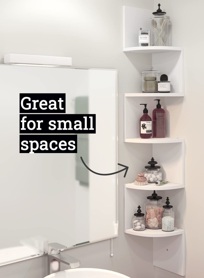 توشيونيكس رف زاوية حائط خشبي عائم من 5 طبقات مع تصميم متعرج لرف الكتب ديكور المنزل - Image 2