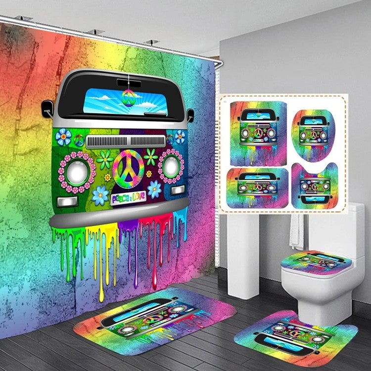 Bluejw High Quality Printed Bathroom Shower Curtain Set with Bath Mat 4pc Bathroom Rug Set - Image 3
