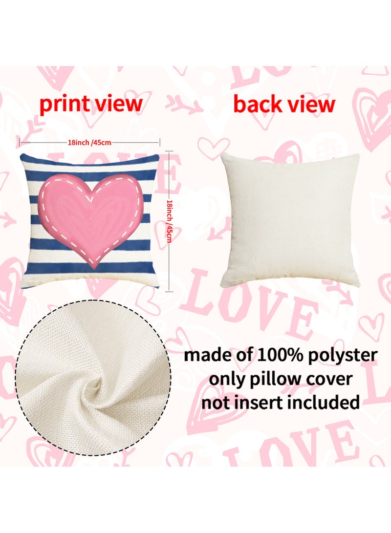 4Pcs Festive Heart Printed Pillow Covers 45*45cm Home Sofa Bedroom Decor Cushion Cases Only Covers - Image 4