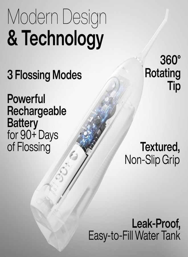AquaSonic Icon Water Flosser for Teeth - Cordless Rechargeable Oral Irrigator - Waterproof, Portable Dental Cleaning with Jet Tip - Braces Home Travel - Pearl - Image 4