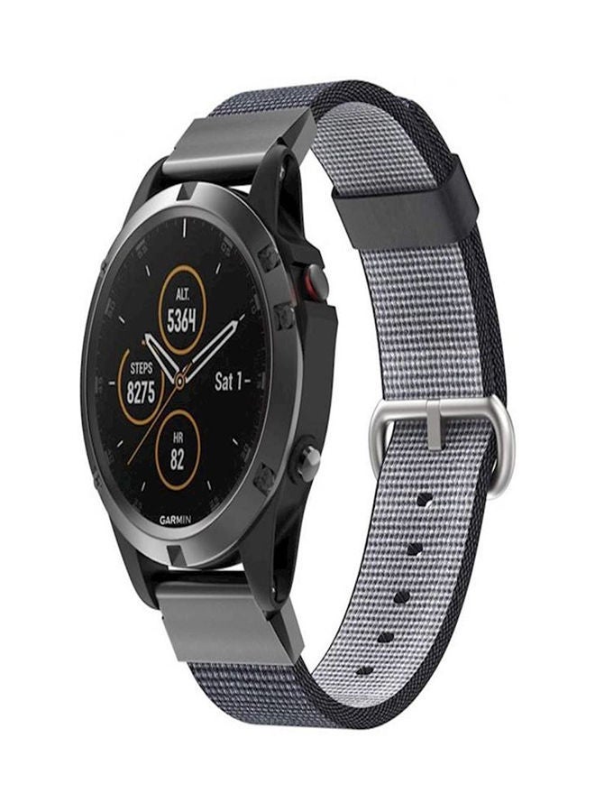 NIBEMINENT Garmin Fenix 5 Plus, Plus Sapphire Woven Nylon Soft Smart Watch Band Strap Black - Image 3