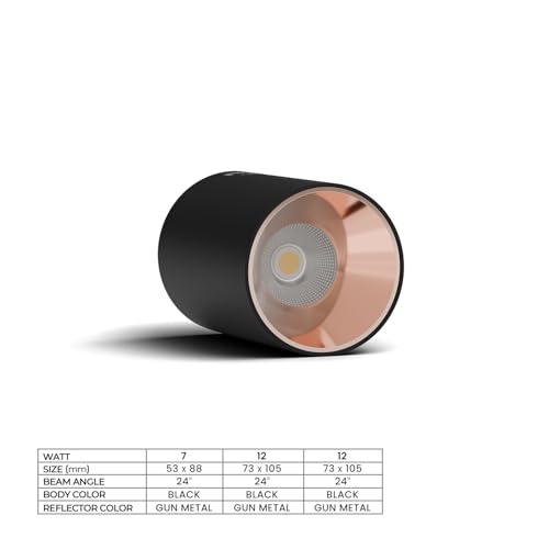 Harold Electricals 12 Watt Black Body Antiglare LED Round Cylinderical Surface COB Spotlight | Ceiling Downlight for Home, Office, Indoor & Outdoor- Rose Gold Reflector (Warm White) (Pack of 1) - Image 3