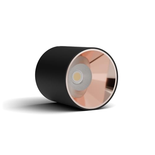 Harold Electricals 12 Watt Black Body Antiglare LED Round Cylinderical Surface COB Spotlight | Ceiling Downlight for Home, Office, Indoor & Outdoor- Rose Gold Reflector (Warm White) (Pack of 1) - Image 1