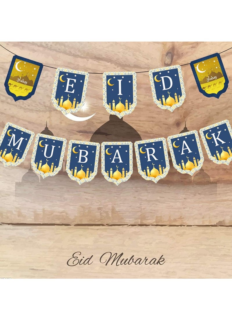 Y&D - 1 Set Ramadan Banner Ramadan Decorations For Home Eid Mubarak Banner Set Home Party Ramadan Kareem Banner For Ramadan Kareem Decoration Blue - Image 1