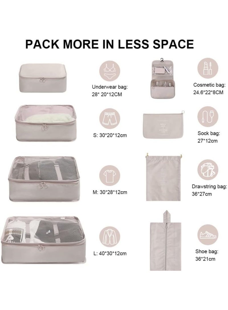 DubaiGallery 8Pcs Packing Cubes for Storage Packing Cube Organizer Travel Packing Cubes Set Clothes Shoes Storage Travel Organizer Bags for Luggage & 2 Pcs Silicon Luggage Tags - Image 3