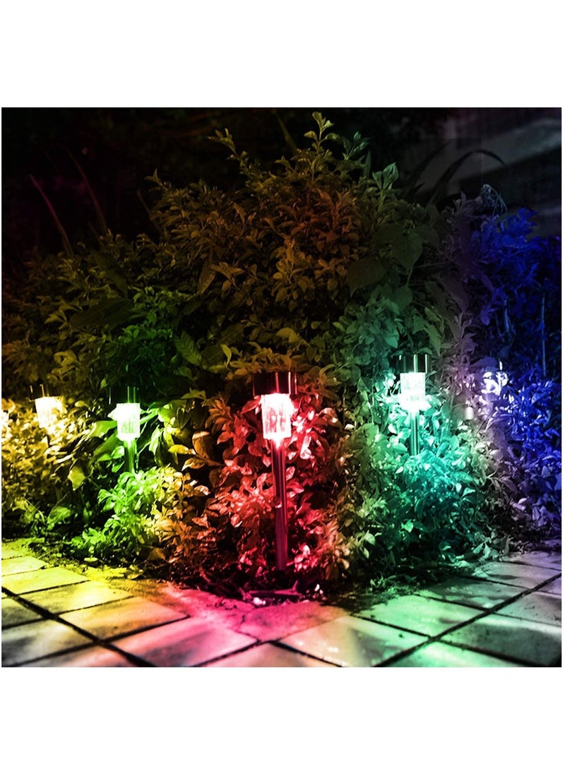 Arabest Solar Lights Set Outdoor 12 Pack Solar Garden Lights Outdoor Ground Lights Stainless Steel Solar Waterproof Landscape Lights Multicolored  - Image 4