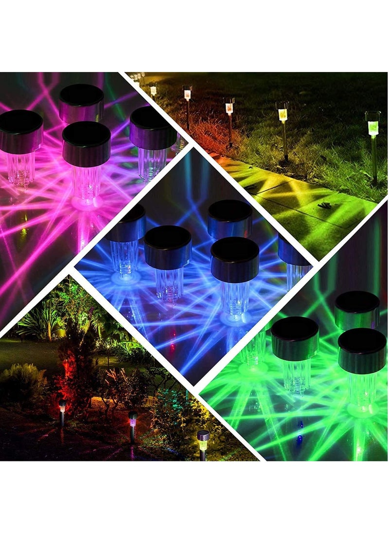 Arabest Solar Lights Set Outdoor 12 Pack Solar Garden Lights Outdoor Ground Lights Stainless Steel Solar Waterproof Landscape Lights Multicolored  - Image 5