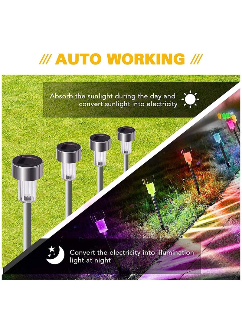 Arabest Solar Lights Set Outdoor 12 Pack Solar Garden Lights Outdoor Ground Lights Stainless Steel Solar Waterproof Landscape Lights Multicolored  - Image 3