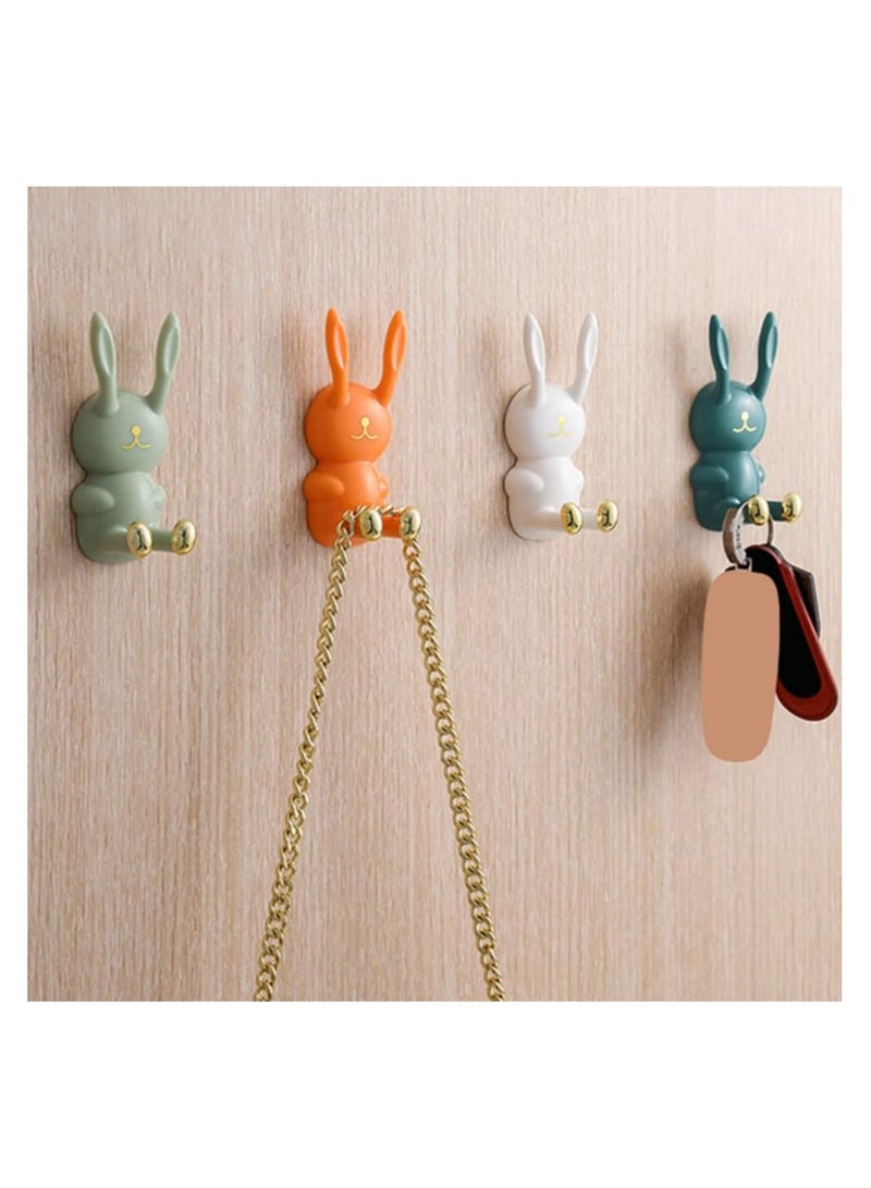 KASTWAVE Animal Toothbrush Holder, Multi-Purpose Hooks Wash Cup Toothbrush, Waterproof Self Adhesive Rabbit Wall Hook Shower Hook Towel Hanger Razor Holder, 4 Pcs - Image 4