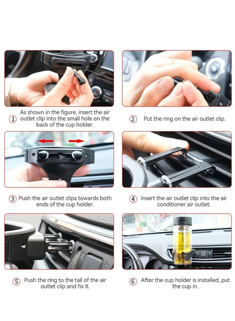 Loquat Car Cup Holder, Universal Adjustable Car Vent Cup Holder with Expander for Beverages and Bottles - Image 5