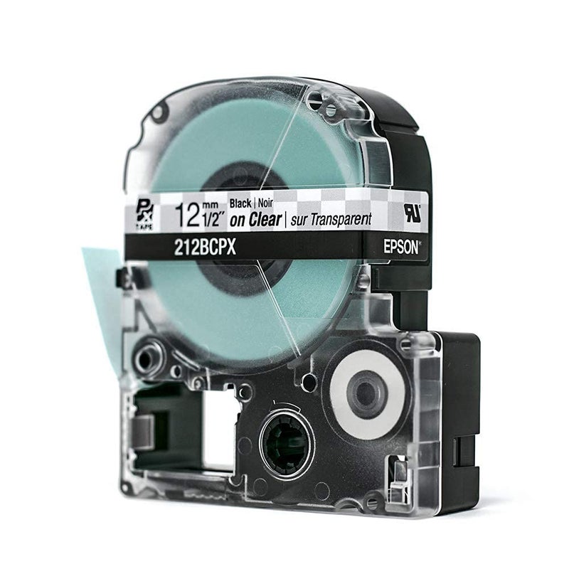 LABELWORKS Epson 212BCPX Genuine PET (Polyester) Tape Cartridge - Black on Clear Standard Industrial Label Maker Tape - 1/2" (12MM) Wide, 30 ft - Image 4