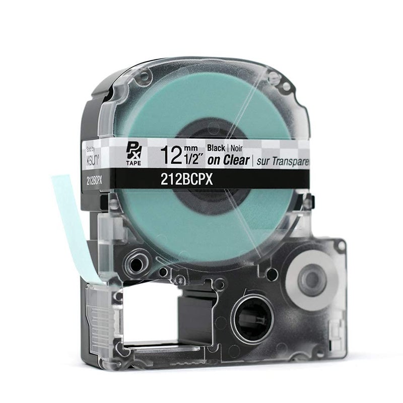 LABELWORKS Epson 212BCPX Genuine PET (Polyester) Tape Cartridge - Black on Clear Standard Industrial Label Maker Tape - 1/2" (12MM) Wide, 30 ft - Image 5