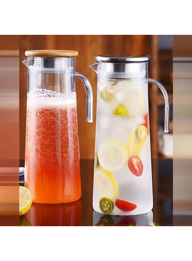 7 Piece Transparent Kettle Set With Wood Lid 40 58oz And 6 Cups - Image 2