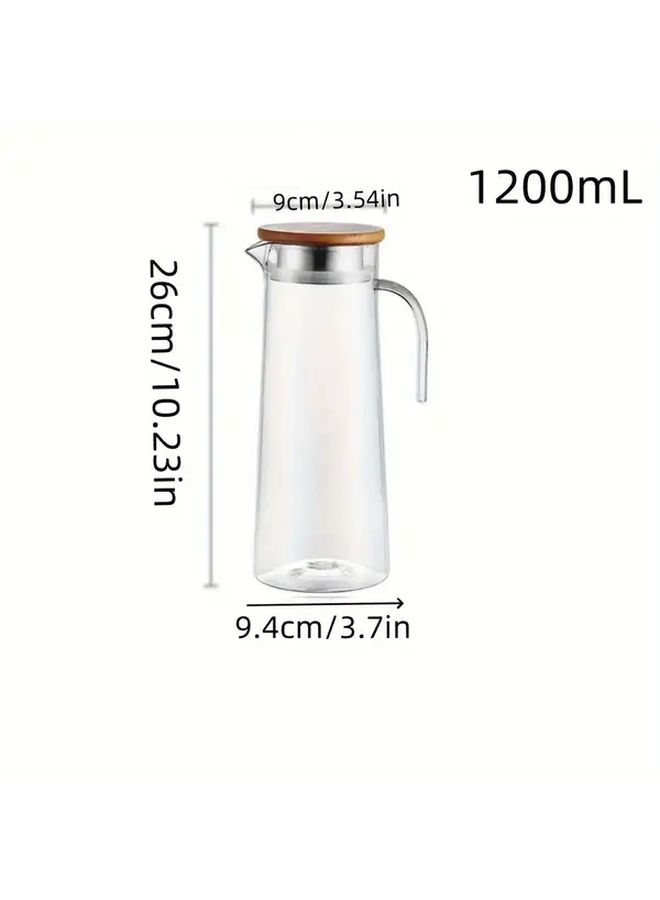 7 Piece Transparent Kettle Set With Wood Lid 40 58oz And 6 Cups - Image 3