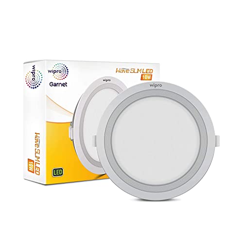 Wipro Garnet 10W Round LED Wave Panel Light for Ceiling | Cool White Light (6000k) | Ultra-Slim Design | Recessed Down Light for False Ceiling |POP Ceiling Light | Cutout - 125mm | Pack of 12 - Image 2