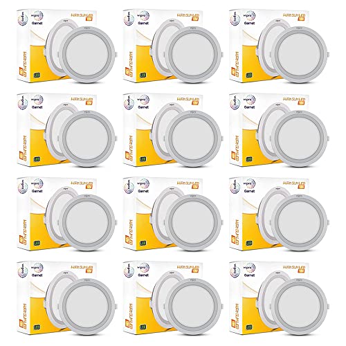 Wipro Garnet 10W Round LED Wave Panel Light for Ceiling | Cool White Light (6000k) | Ultra-Slim Design | Recessed Down Light for False Ceiling |POP Ceiling Light | Cutout - 125mm | Pack of 12 - Image 1