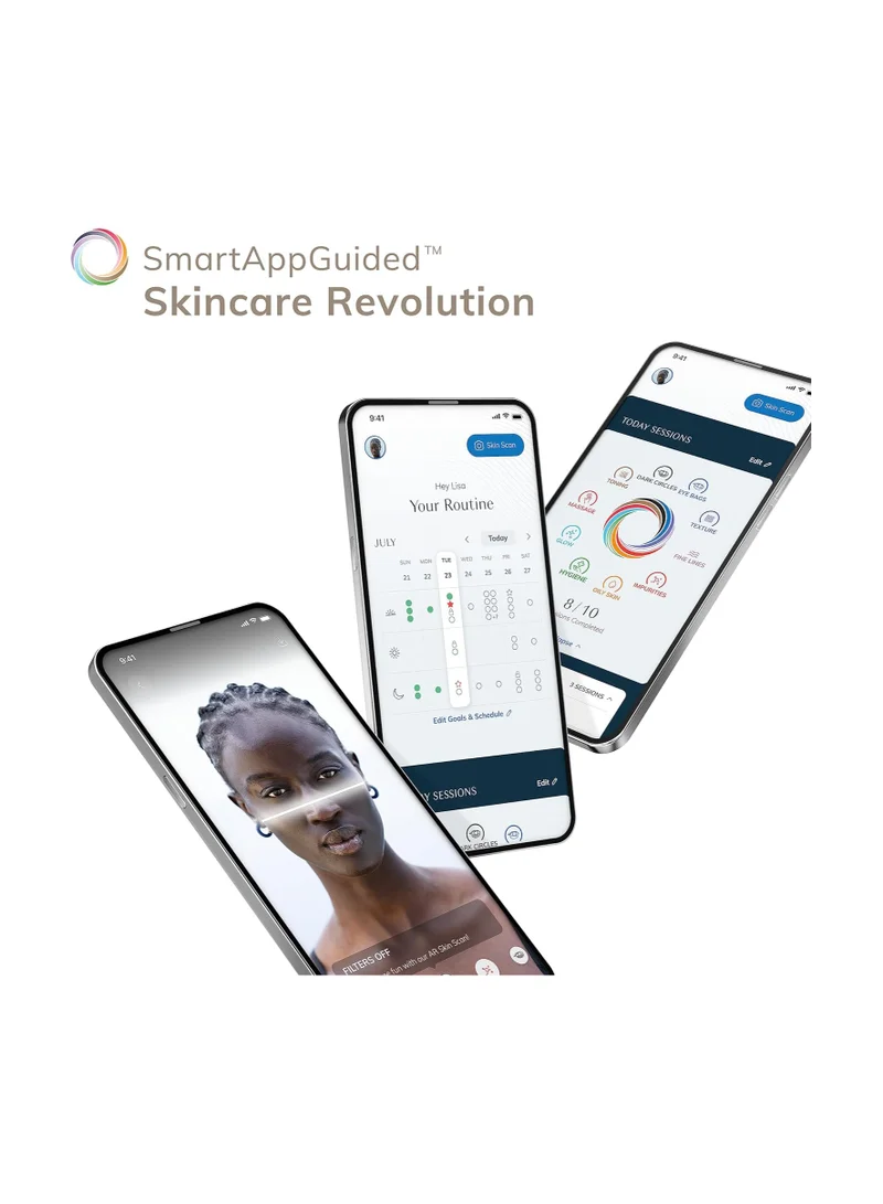 جيسكي قلم شد الوجه بالتيار الدقيق SmartAppGuided | 6 في 1 | جهاز مضاد للشيخوخة | شد فوري للوجه | أداة عناية بالبشرة | إزالة التجاعيد لبشرة مشدودة وشابة | محسن الوجه المتقدم - Starlight