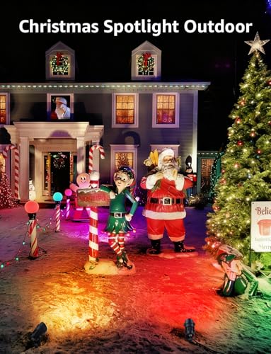 SUNVIE 12W Christmas Low Voltage Landscape Lighting RGB Color Changing LED Landscape Lights Remote Control Waterproof Garden Patio Spotlight Decoration for Outdoor Indoor(10 Pack with Connector) - Image 2