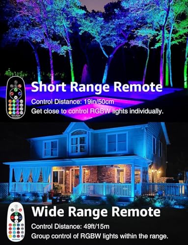 SUNVIE 12W Christmas Low Voltage Landscape Lighting RGB Color Changing LED Landscape Lights Remote Control Waterproof Garden Patio Spotlight Decoration for Outdoor Indoor(10 Pack with Connector) - Image 3