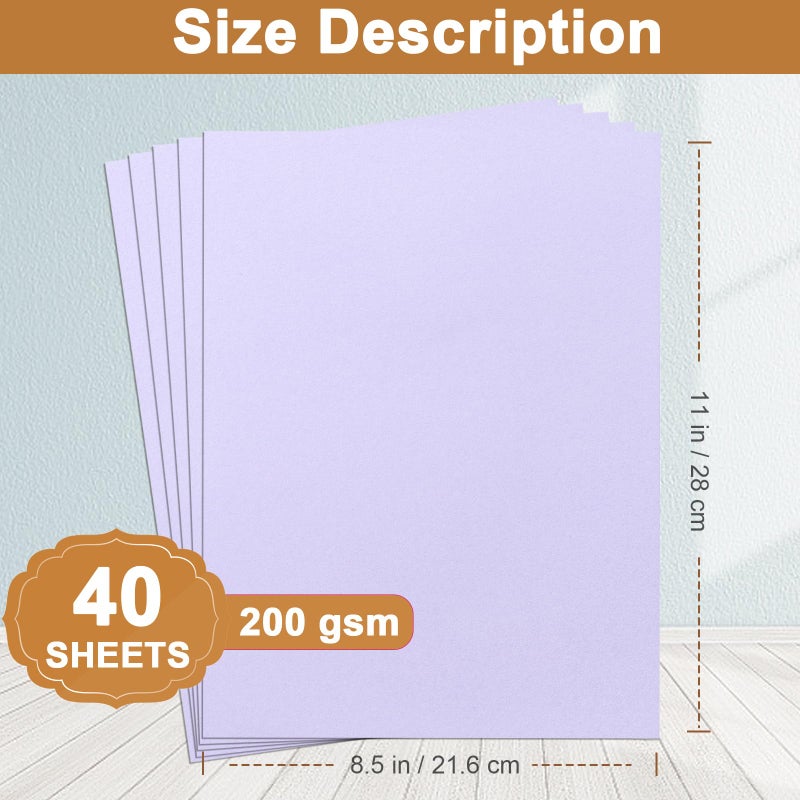 Silunkia 40 Sheets Light Purple Cardstock 8.5 x 11 Certificate Paper, 75lb Premium Lavender Card Stock Printer Paper for DIY Cards Making, Greeting Cards, Wedding Invitations, School Crafting - Image 2