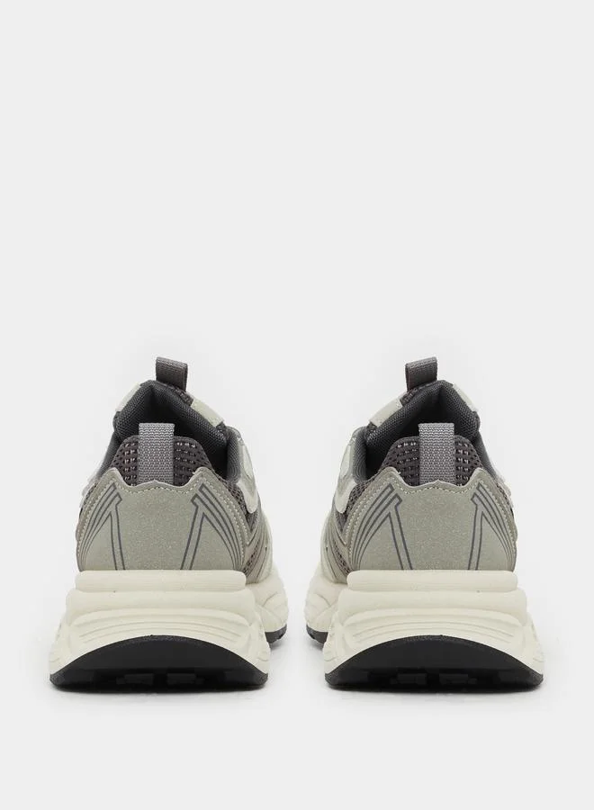 Styli Styli Color Block Lace-Up Chunky Sneakers with Back Pull Tab