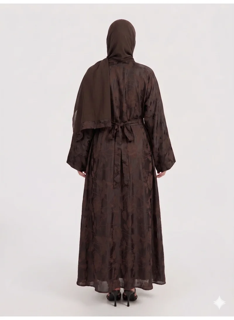 Reem Abayas Jacquard Abaya with Inner Dress & Matching Sheila