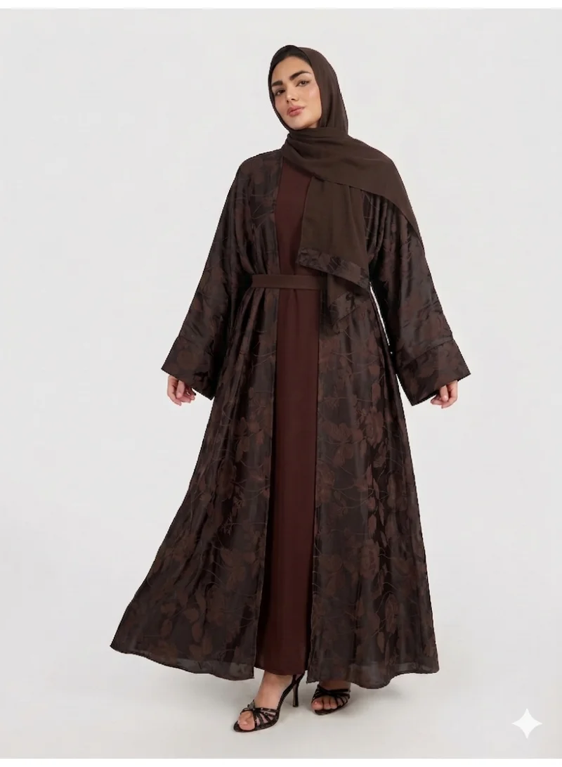 Reem Abayas Jacquard Abaya with Inner Dress & Matching Sheila