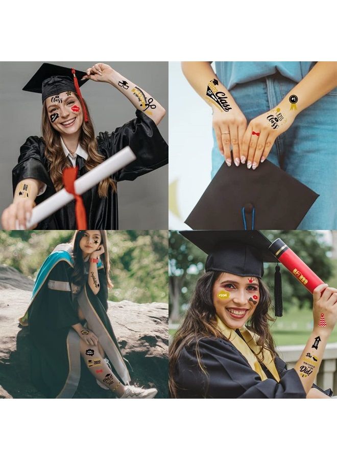 FATHER.SON Preschool Graduation Decorations, 12 Sheets Graduation Temporary Tattoo Stickers, Graduation Gifts for High School College Students, Graduation Party Decorations 2022, Congrats Grad, Gold and Black