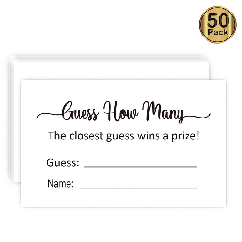 KONKAVA Guess How Many Game Cards, (50 Cards) Baby Shower Game Cards (Minimalist) 3.5" x 2" - Image 3