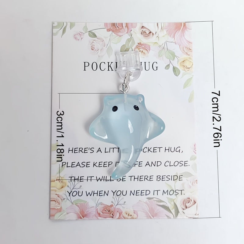 Glow In The Dark Manta Ray Phone Jack Plug Dust Charm For Android With Greeting Card - Image 5
