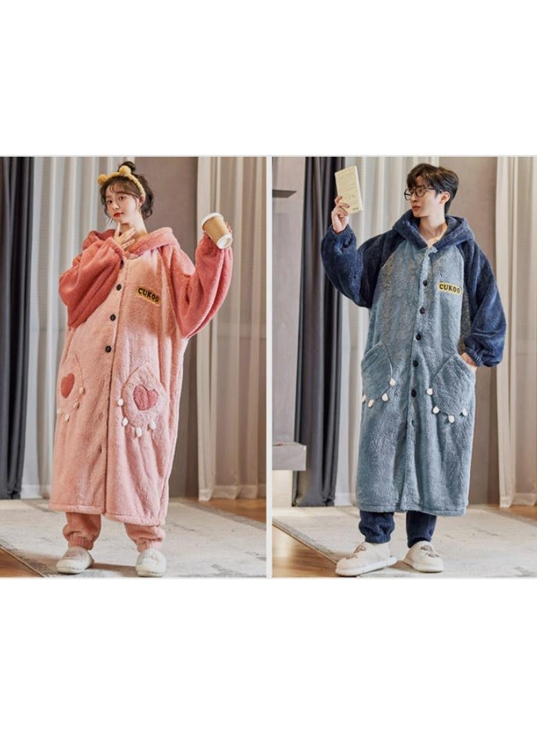 KUYING Sleeping gowns, long coral plush and plush, winter home wear for couples, worn externally  - Image 2