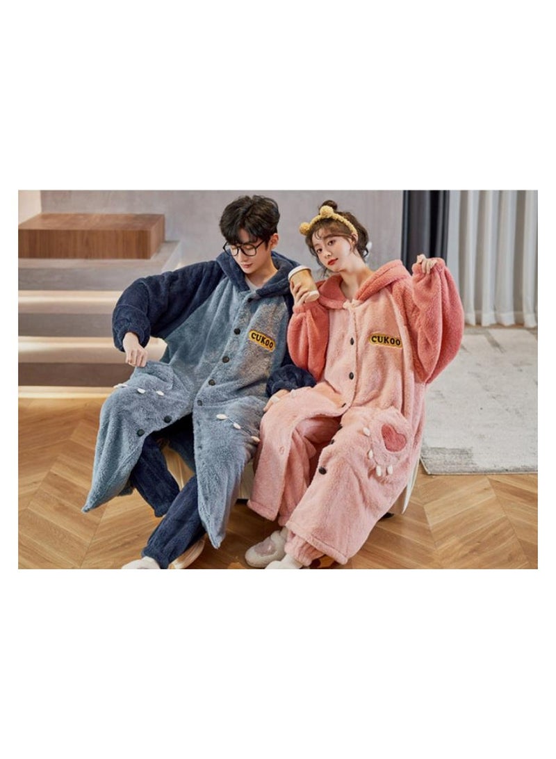 KUYING Sleeping gowns, long coral plush and plush, winter home wear for couples, worn externally  - Image 3