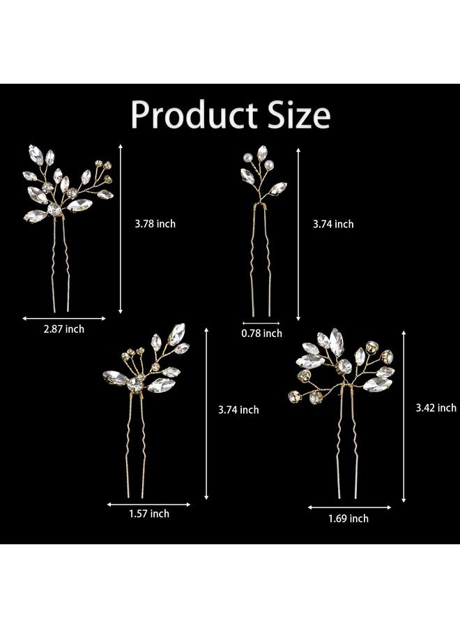لابوهي 5 قطع من دبابيس شعر العروس من أحجار الراين للنساء إكسسوارات شعر كريستالية للعروس ووصيفات العروس وفتيات الزهور (ذهبي) - Image 3