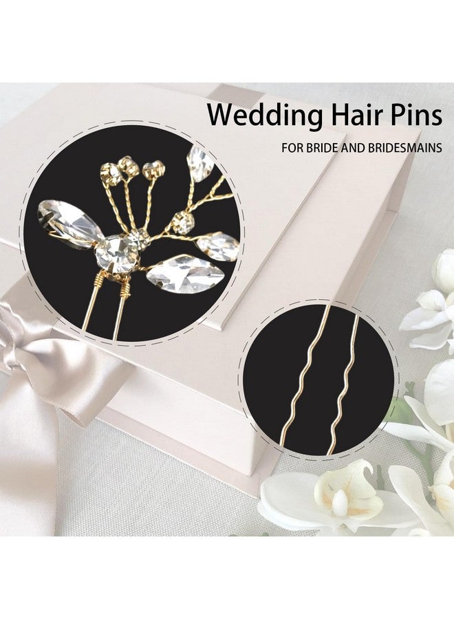 لابوهي 5 قطع من دبابيس شعر العروس من أحجار الراين للنساء إكسسوارات شعر كريستالية للعروس ووصيفات العروس وفتيات الزهور (ذهبي) - Image 4