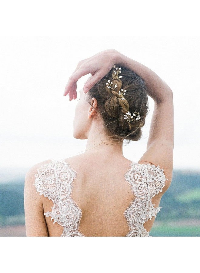 لابوهي 5 قطع من دبابيس شعر العروس من أحجار الراين للنساء إكسسوارات شعر كريستالية للعروس ووصيفات العروس وفتيات الزهور (ذهبي) - Image 2
