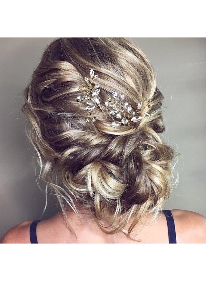 لابوهي 5 قطع من دبابيس شعر العروس من أحجار الراين للنساء إكسسوارات شعر كريستالية للعروس ووصيفات العروس وفتيات الزهور (ذهبي) - Image 5