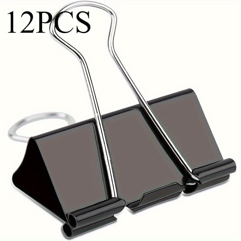 Durable Heavy Duty Extra Large Binder Clips 12 Pieces 5.1 Mm Oversized Metal Paper Clips With Powerful Spring Non Slip Grip For Office School Home Library Ring Binder Report Presentation - Image 1